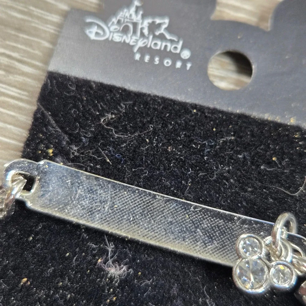 Disneyland Resort Mickey Mouse Rhinestone Charm ID Chain Bracelet New